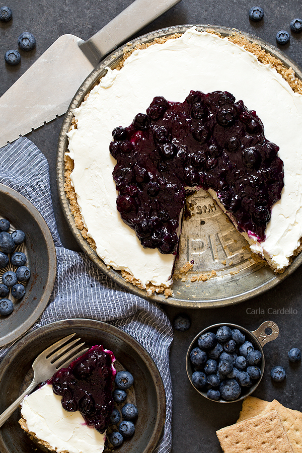 No Bake Blueberry Cheesecake Pie